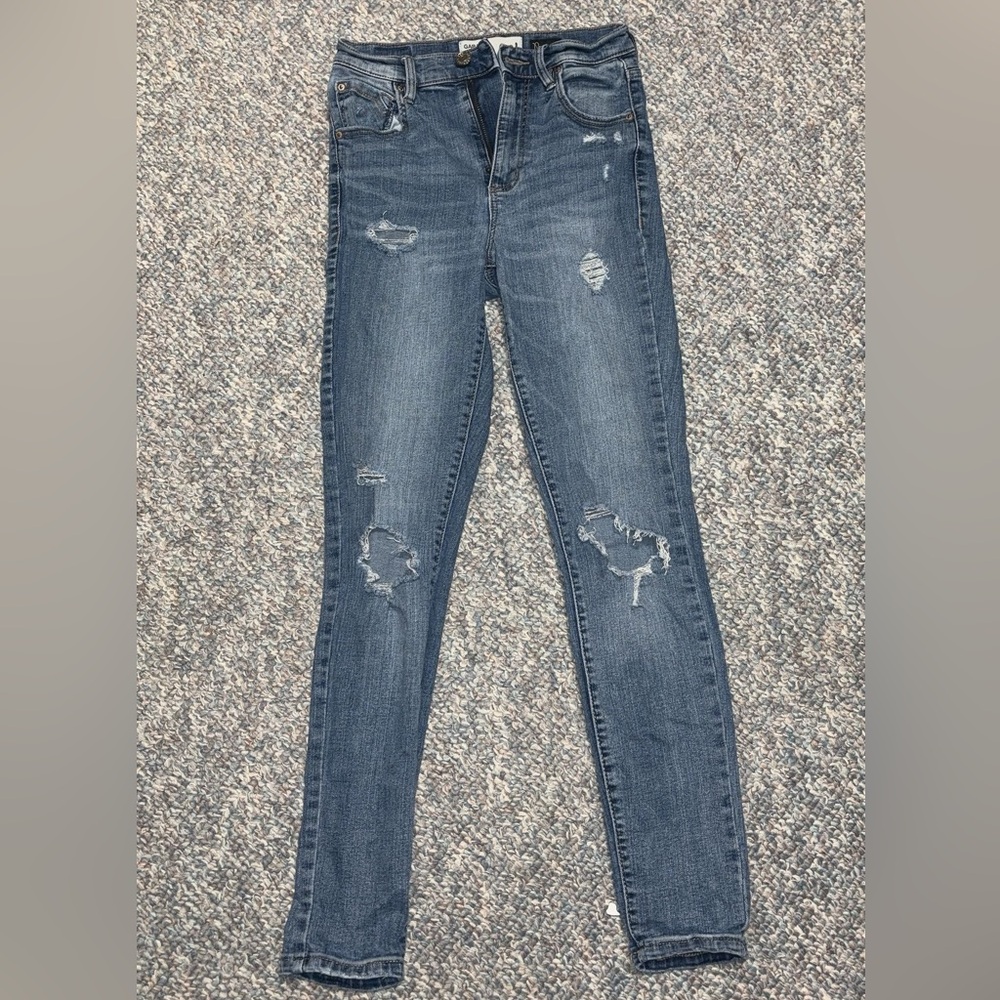 Garage ultra high rise blue skinny jeans, size 01